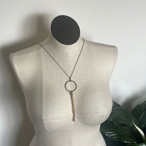 Banana Republic necklace gold tone circle dangle lobster claw jewelry New